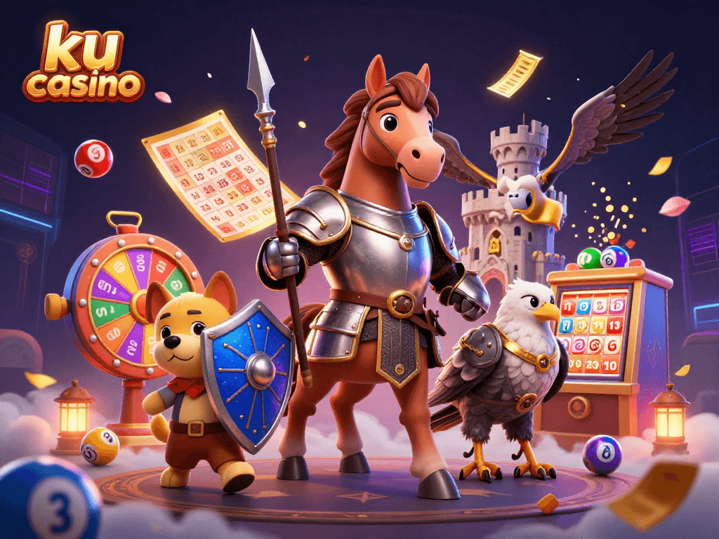 Win exciting prizes at ku casino with a vibrant 3D lottery theme featuring dynamic game elements.