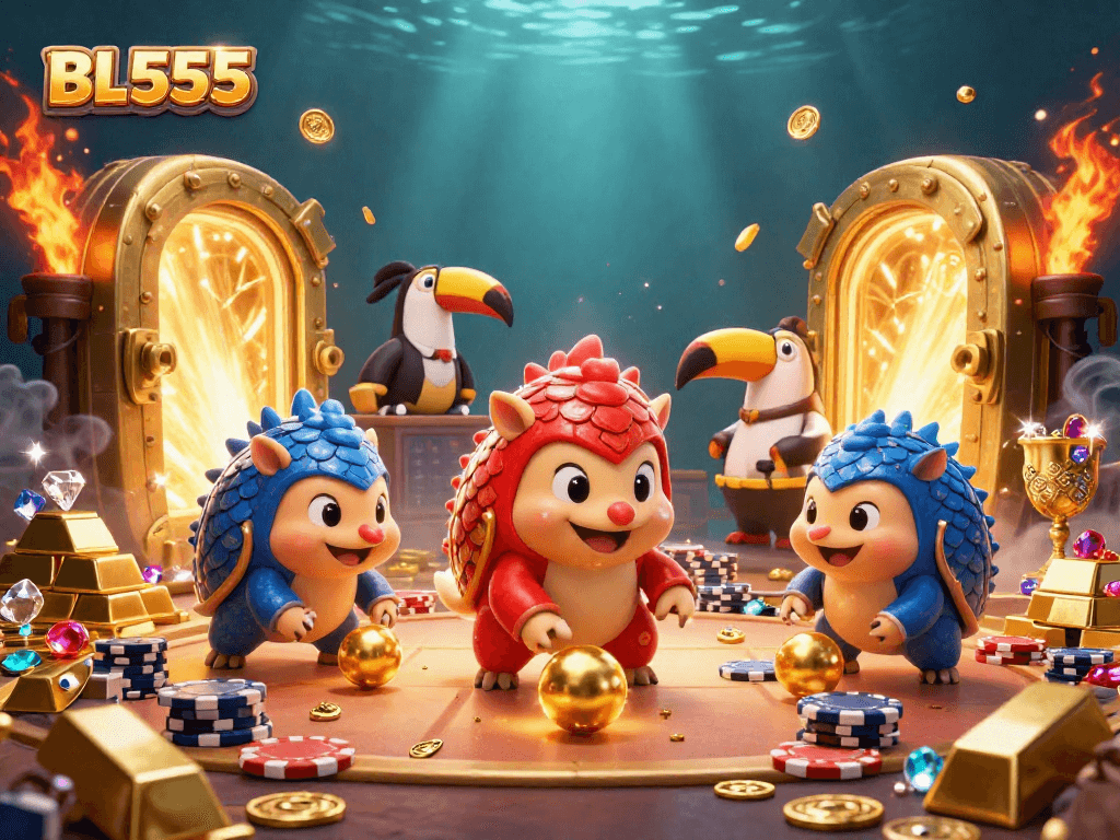 Bowling pangolins and golden rewards represent the thrills of BL555 casino.