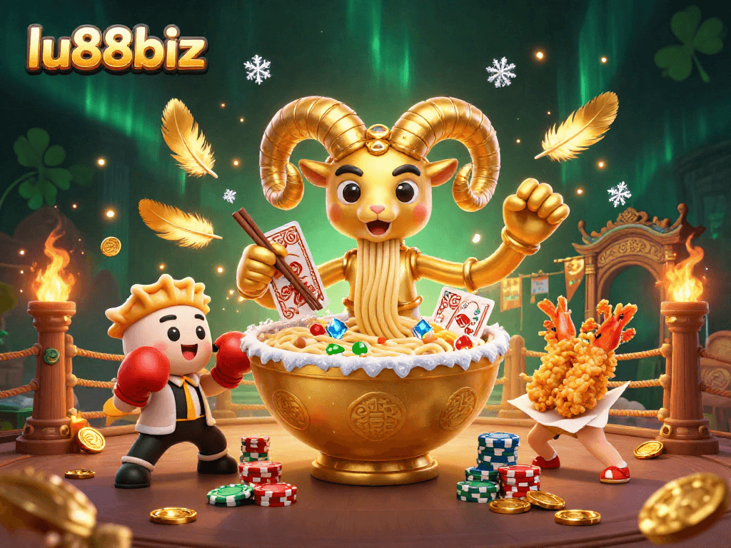 Experience thrilling gameplay with lu88biz, showcasing vibrant 3D characters and dynamic casino elements.
