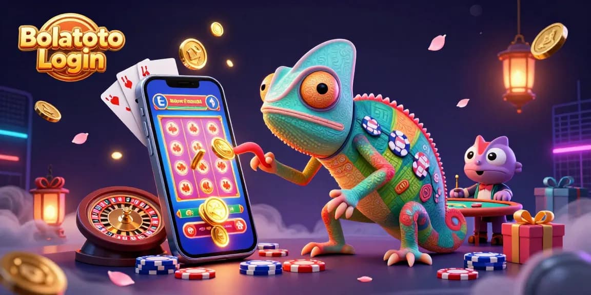 Engage with Bolatoto Login to enjoy thrilling casino action featuring a chameleon owner and vibrant games.