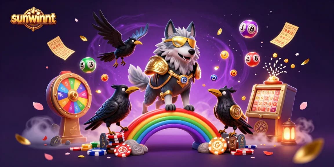 Join the action at sunwinnt with Odin and his ravens amidst colorful lottery excitement.