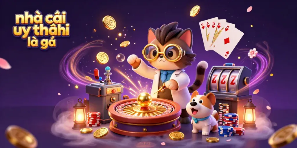 Players engaging with a dynamic casino scene illustrating nhà cái uy tín là gì through vibrant 3D characters and stunning visuals.