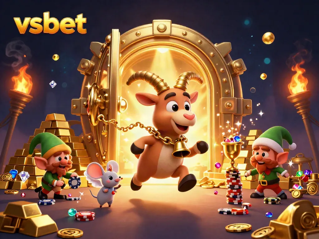 Experience thrilling fun at vsbet with Krampus and mischievous elves in a festive casino scene.