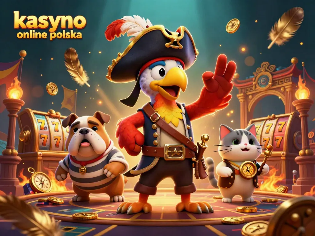 Engage with kasyno online polska through a dynamic 3D casino scene featuring a pirate captain and his crew.