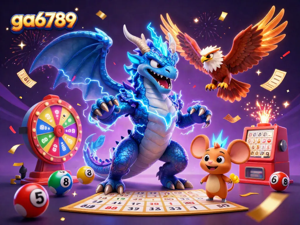 Experience the thrill of ga6789 with an electrifying illustration of a thunder dragon and vibrant game elements.