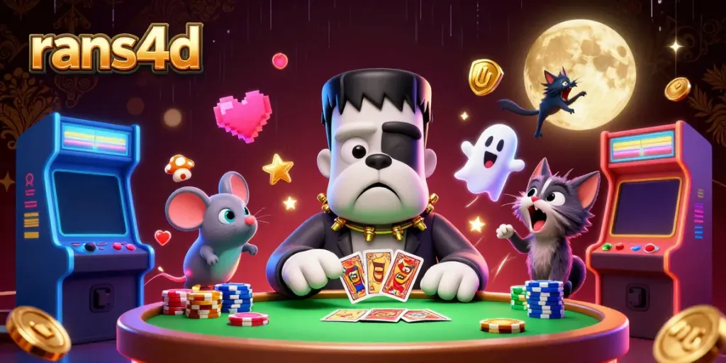Menggandakan pengalaman bermain di rans4d dengan monster bulldog 3D bertransaksi kartu di meja kasino menyeramkan.
