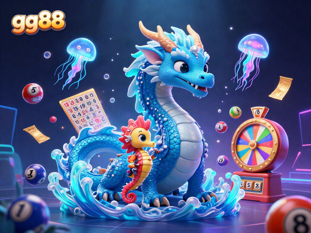 Experience the thrill of gaming with gg88 in this vibrant, dynamic lottery scene featuring colorful elements and engaging characters.