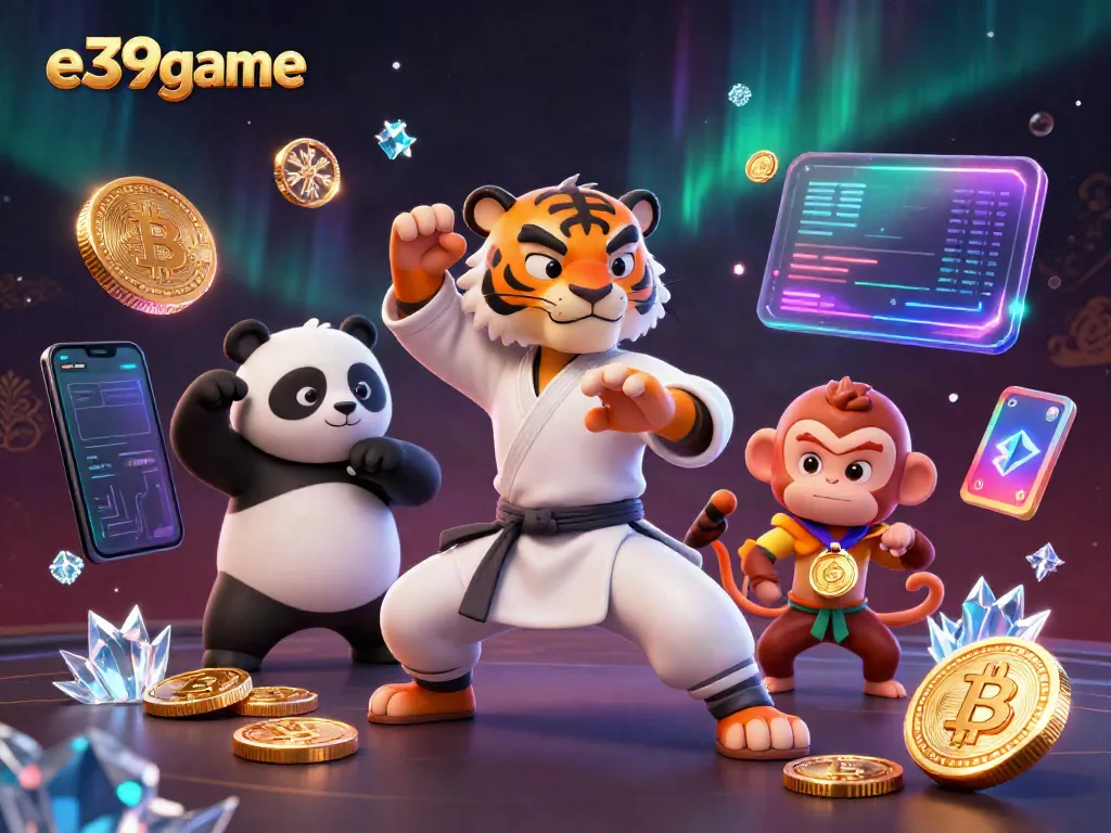Experience the thrill of e39game with vibrant characters and dynamic casino elements in a rich 3D scene.