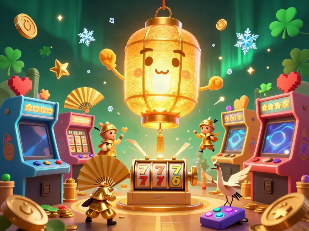 Nhatvip illuminates the gaming experience with a vibrant night market casino scene filled with lucky symbols.