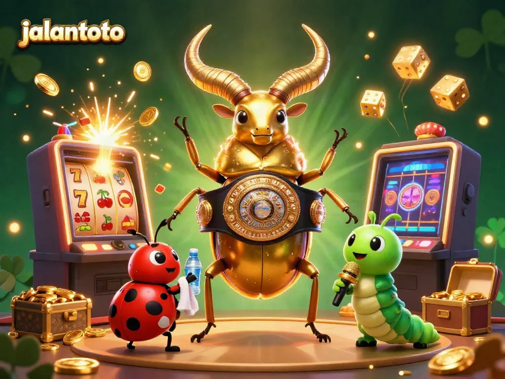 Experience thrilling wins at jalantoto with this vibrant 3D casino illustration showcasing jackpots and gaming excitement.