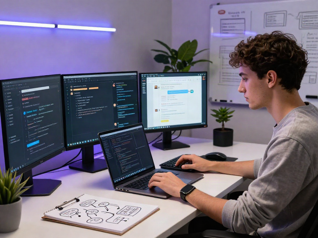 AI chat NSFW development workspace with engineer coding conversational AI.