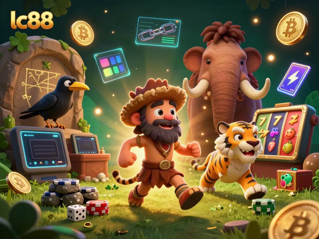 Experience thrilling gaming action with lc88 in a vibrant prehistoric casino scene.