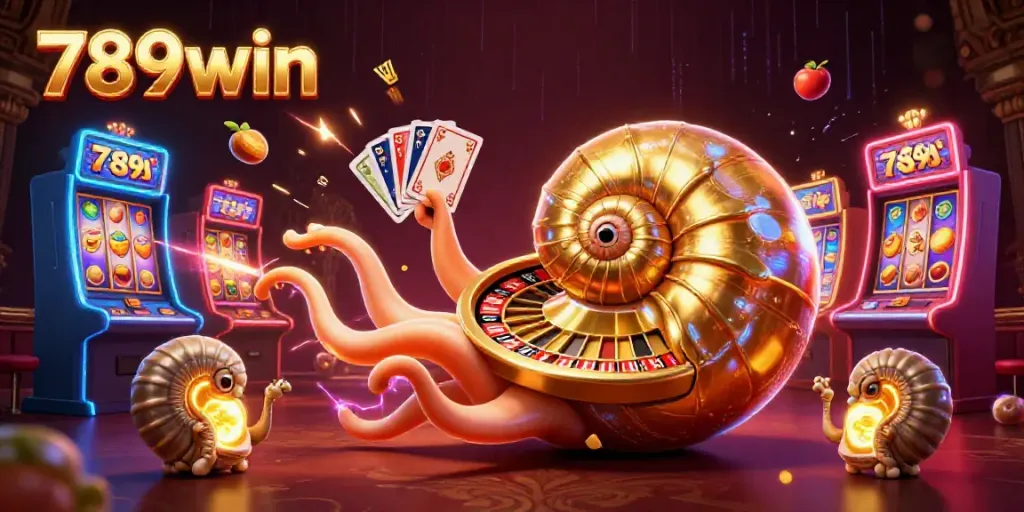 Spin and win with 789win in this vibrant casino-themed 3D illustration.