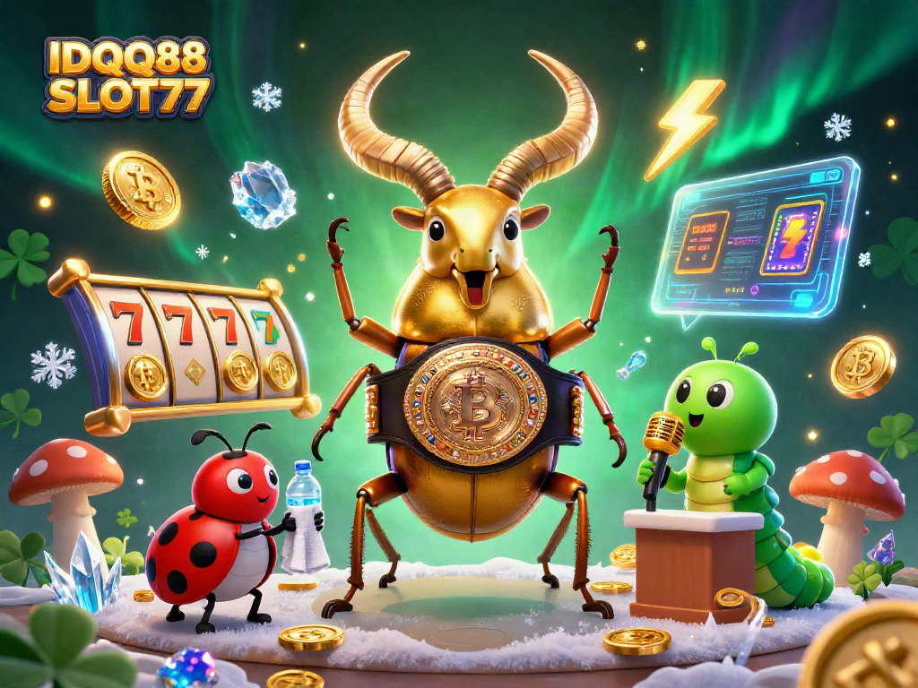 IDQQ88 SLOT77 engages players with exciting slot action in this vibrant casino illustration.