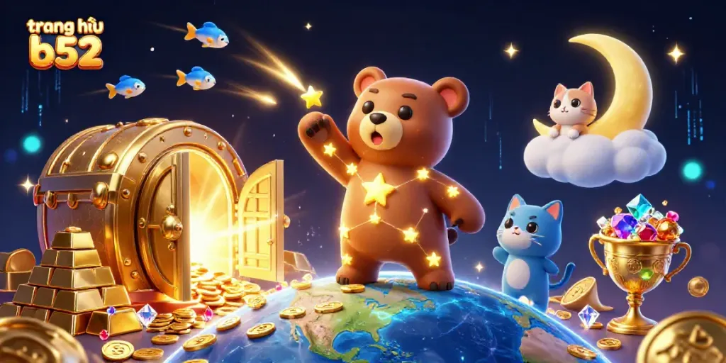 Experience the excitement at trang chủ b52 with vibrant 3D characters and casino treasures.