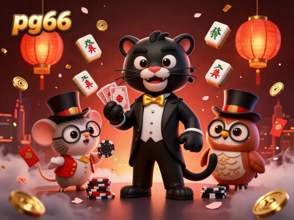 Experience exciting card games with pg66 featuring a black panther dealer, owl, and lucky mouse.