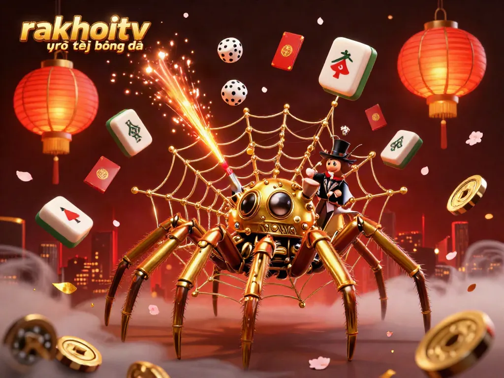 Engage with rakhoitv trực tiếp bóng đá in a colorful steampunk scene filled with golden gaming elements and humorous characters.
