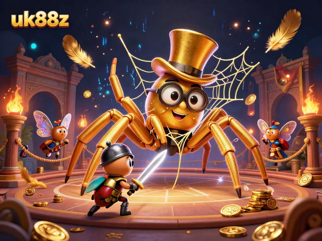Engage in thrilling bets with uk88z at an animated casino featuring gold coins and vibrant characters.