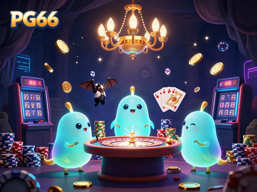 Experience the illuminating magic of PG66 as glowworms light up a vibrant casino scene filled with excitement.