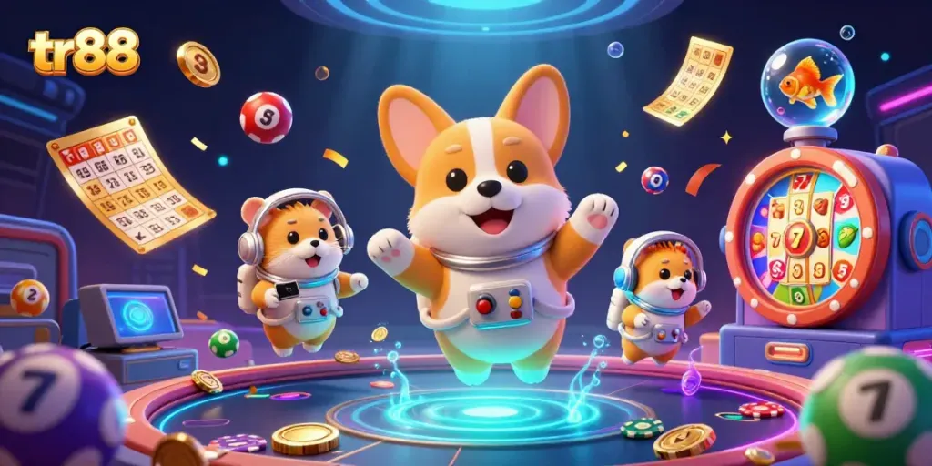 Spin the reels with TR88 as the corgi astronaut leads a thrilling space casino adventure!