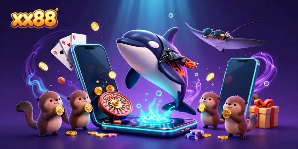 Gain insights and strategies with the lively xx88 illustration showcasing exciting gaming elements.