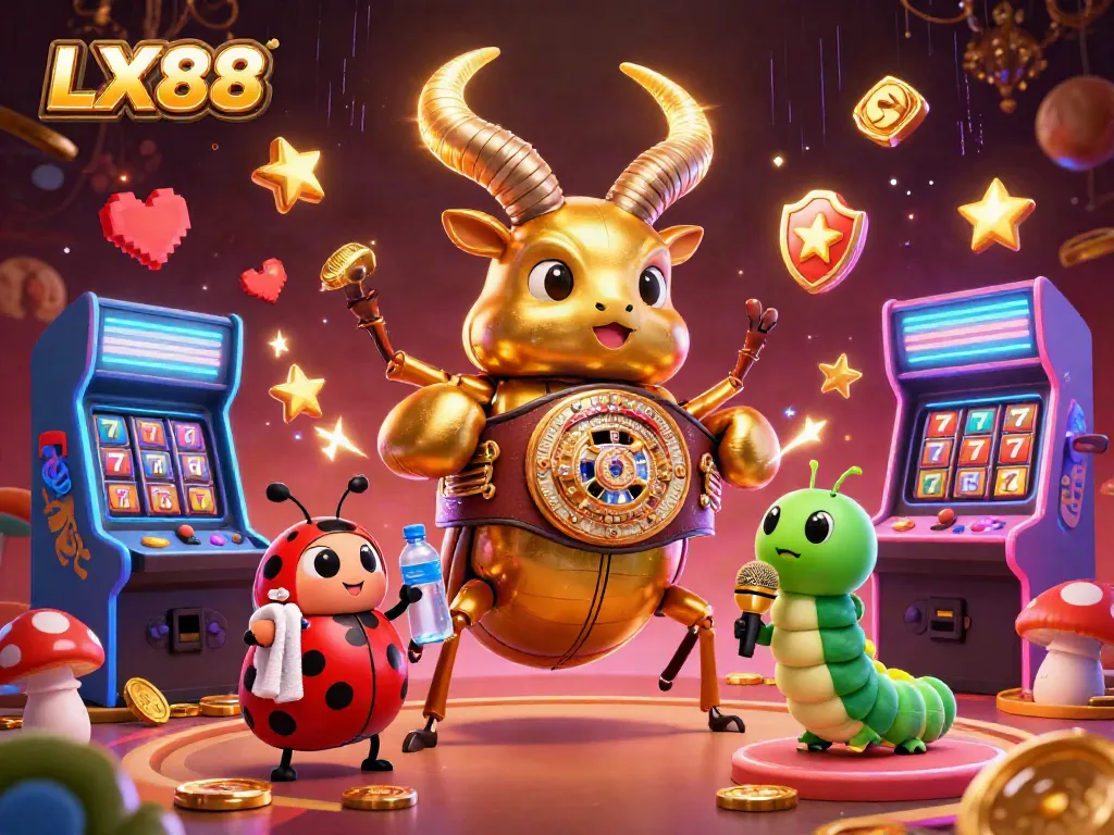 Experience thrilling gameplay at LX88 with vibrant arcade characters in an exciting casino setting.