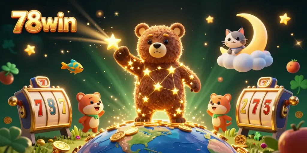 Engage with 78win's visual excitement of slot games through a cosmic adventure illustration.