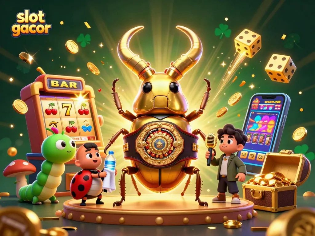 Experience the thrill of slot gacor in this vibrant 3D illustration featuring playful casino characters and jackpot elements.