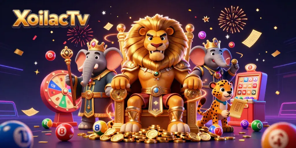 XoilacTv offers thrilling live sports action with vibrant elements in a dynamic casino scene.