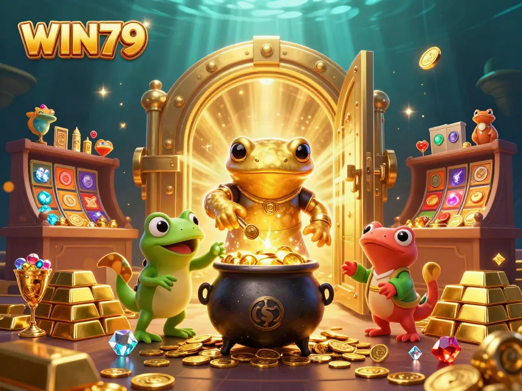 Engage with WIN79 casino magic as the golden salamander alchemist transmutates metals in a dynamic gaming scene.