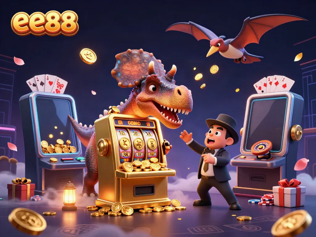 ee88 slots come alive as a pachycephalosaurus wins jackpots, capturing the casino's excitement.