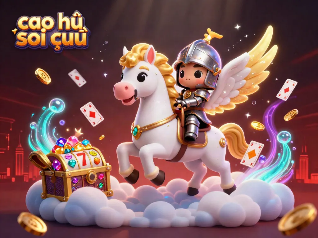 Cao thủ soi cầu combines gaming excitement with vibrant symbols and treasures in a dynamic casino scene.