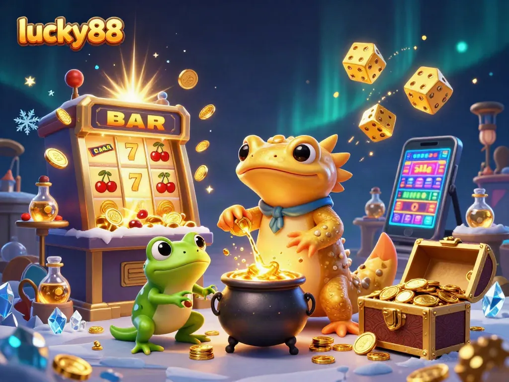 Experience lucky88 gaming thrills with a vibrant alchemist scene illuminating online casino fun.