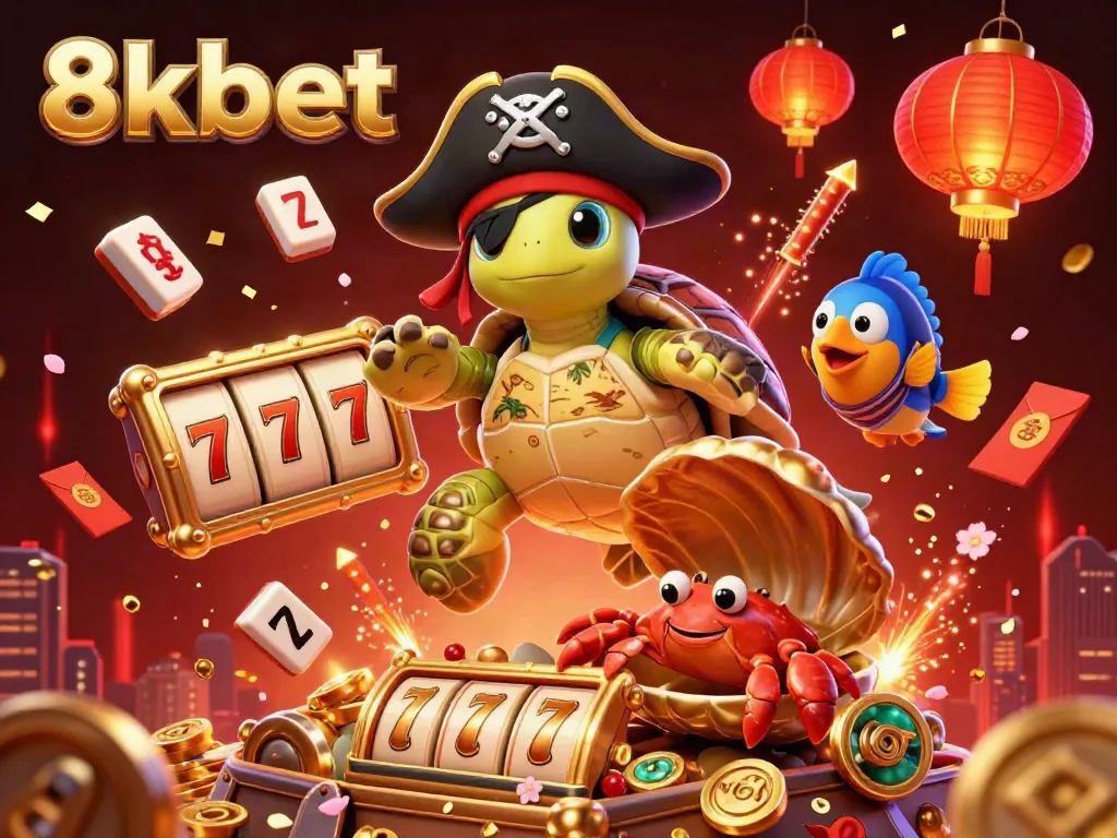 Experience thrilling gaming with 8kbet, featuring vibrant characters and dynamic casino elements.