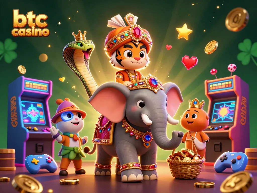 Experience the thrilling world of btc casino gaming with colorful 3D arcade elements and vibrant characters.