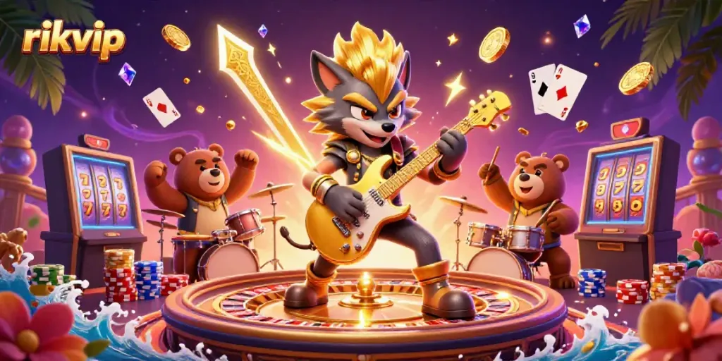 Experience high-energy fun with rikvip casino games and vibrant visuals of golden coins and jackpots.