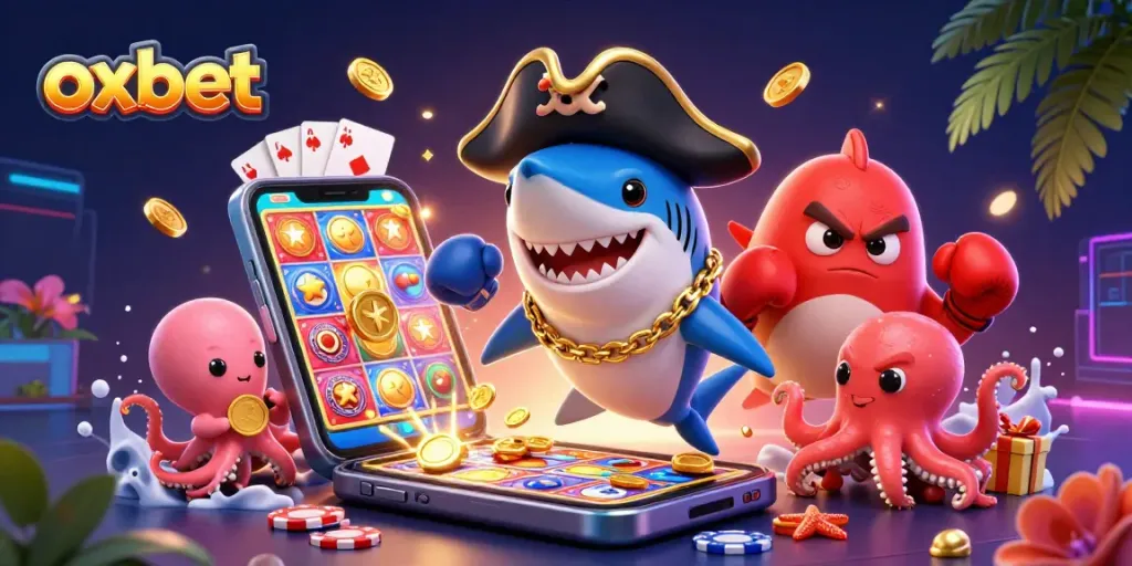 Experience thrilling games with oxbet's pirate-themed casino art featuring vibrant characters.