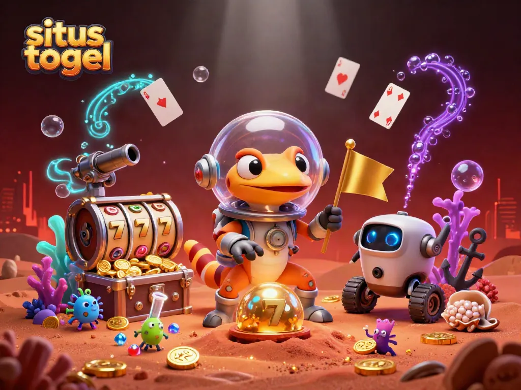 Engage with situs togel in a dynamic casino-themed adventure featuring a Martian gecko uncovering treasures.