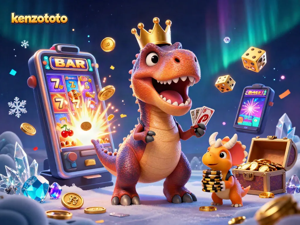 Experience thrilling fun at kenzototo with a vibrant illustration of animated characters in a casino setting.