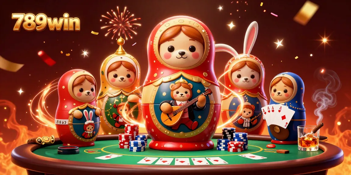 Experience thrilling casino action at 789win with a vibrant 3D illustration of playful dealer bears.
