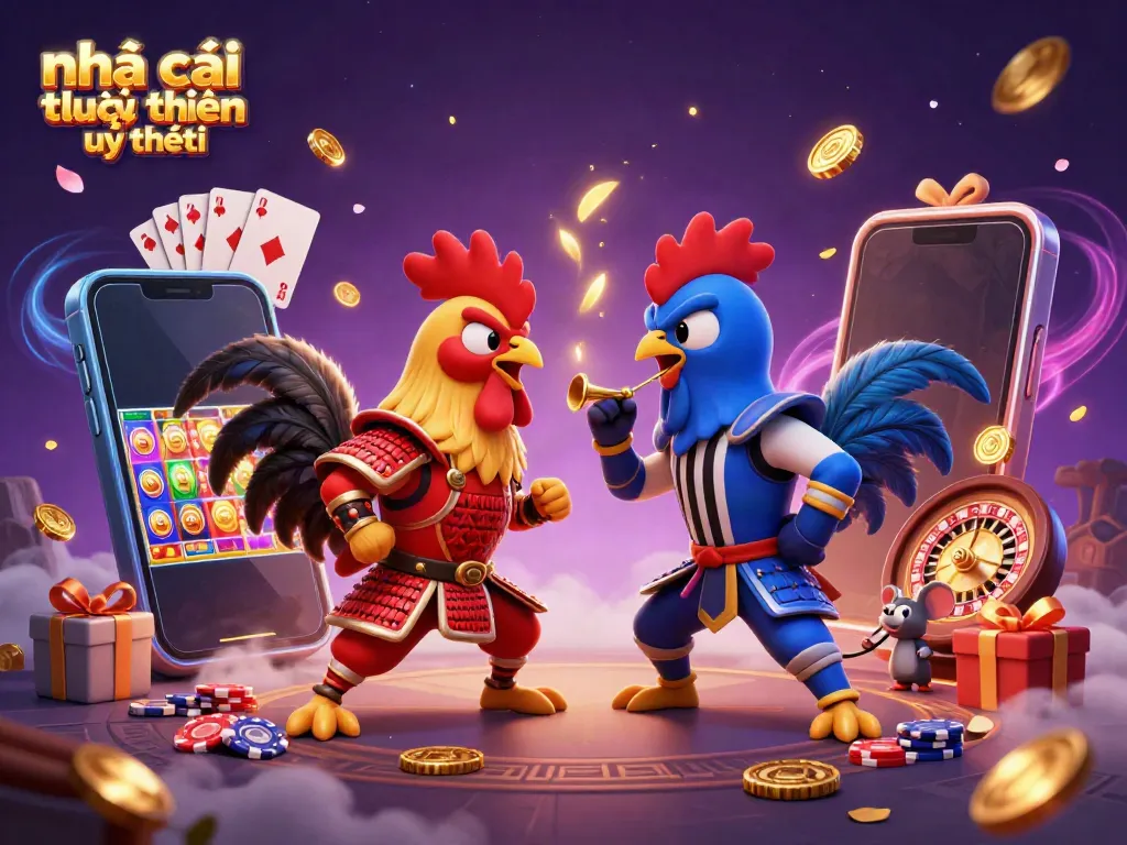 Experience the thrill of nhà cái trực tuyến uy tín with dynamic fighting roosters in a captivating casino atmosphere.