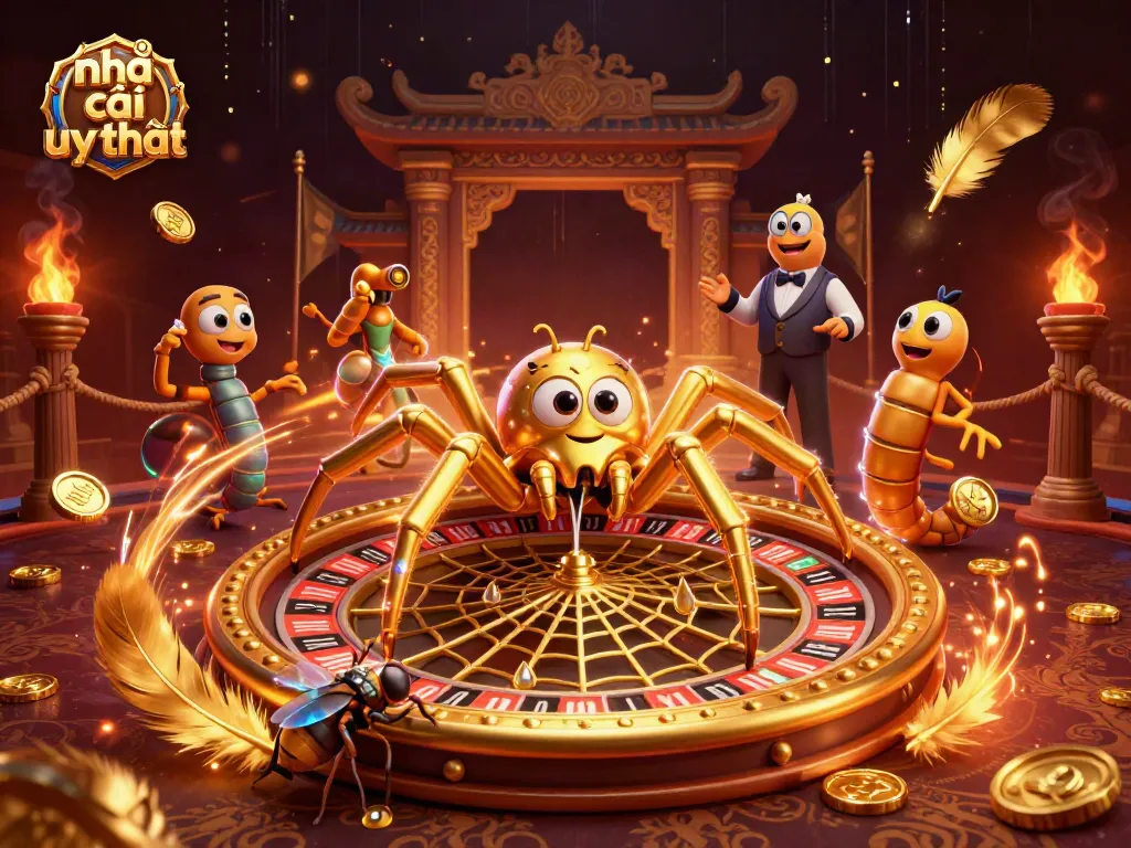 Engage with nhà cái uy tín as a fly nervously bets in a 3D rich casino scene.